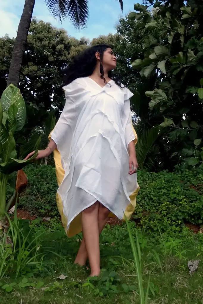 DC Sun Dance Dress |Cotton Women's White Hand-Painted & Anti-Fit Dress | Zero-Waste Design | Asian In Me